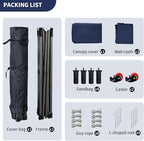 10x10 Durable Pop Up Canopy Tent with Sidewalls, Waterproof Attachable Tent Wall, Privacy Shade for Outdoor Events, Camping, Farmers Market (Navy Blue)