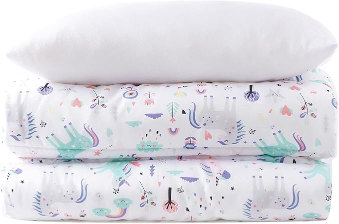 Bunnikins & Clover Toddler Nap Mat with Removable Pillow, Nap Mats for Preschool, Easy Clean Toddler Nap Pad for Kindergarten, Kids Sleeping Bag for Travel Camping