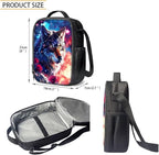 Wolf Backpack for School Space Galaxy Bookbag and Lunch Box Set for Boys Cool Lightweight School Bags for Boys 6-8 Ages Insulated Lunch Bags 3 in 1 Back to School Gifts