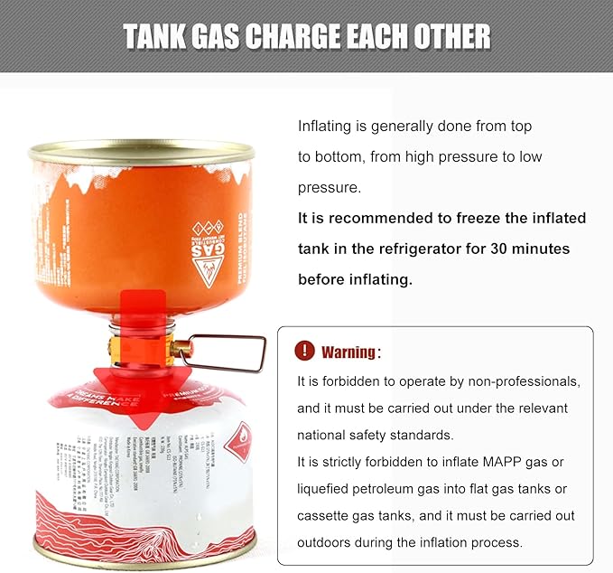 RULLINE Backpacking Fuel Transfer Device Gas Canister Refill Adapter, Portable Outdoor Gas Saver, Camping Canister Vent Valve（Gold）