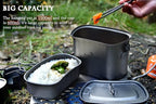 Boundless Voyage Titanium Camping Cookware Set 1500ml & 600ml Military Mess Kit with Lid Ultralight Backpacking Pot & Cup with Folding Handles for Hiking, Travel Portable Outdoor Cooking Kit Ti2059C