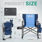 Overmont Oversized Lightweight Camping Chair - Portable Comfortable Heavy Duty Foldable Directors Chairs with Side Table & Cooler Bag for Outside Camp Beach Picnic Lawn and Fishing Supports 400lbs