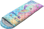 Kids Sleeping Bag for Boys Girls,Rocket Moon Print-Lightweight Warm Portable Outdoor Indoor-Waterproof Cold Weather Resistant Sleeping Bag for Camping Hiking