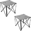 ARROWHEAD OUTDOOR 26” (66cm) Portable Camping Folding Table, 2 Cup Holders, Square, Carrying Case, Steel Frame, High-Grade 600D Canvas