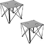 ARROWHEAD OUTDOOR 26” (66cm) Portable Camping Folding Table, 2 Cup Holders, Square, Carrying Case, Steel Frame, High-Grade 600D Canvas