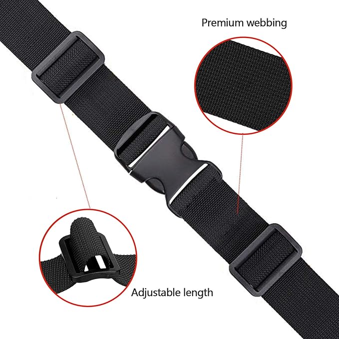 Premium Utility Straps with Quick Release Buckle Adjustable Heavy Duty Long Nylon Tie Down Straps Lashing Straps for Backpack Tactical Camping Gear Sleeping Bag Mattress(Black 2Pcs/13ft)