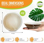 Raj Disposable Palm Leaf Bowls (25 Count, 4" Bowls) Strong Bowl Like Bamboo Party Bowl - Decorative Compostable Tableware for Lunch, Dinner, Birthday, Camping, Outdoor, Picnic, Parties