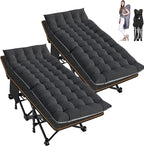 ABORON Camping Cot for Adult 28" Extra Wide, 2PK Heavy-Duty 1200D Oxford Cot for Sleeping, Portable Folding Camp Bed with Mat & Carry Bag