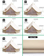 PlayDo Waterproof 4 Season Cotton Canvas Hot Tent Bell Wall Tent Yurt Tent with Stove Jack Hole for Outdoor Family Camping
