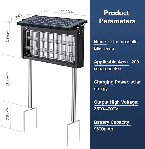 17.7 * 9.8 * 7.1in Bug Zapper Outdoor - Mosquito Repellent Outdoor Patio,Solar Bug Zapper Indoor,Waterproof Portable Fly Zapper,High Powered 4500V Mosquito Zappers Killer for Home,Patio,Camping