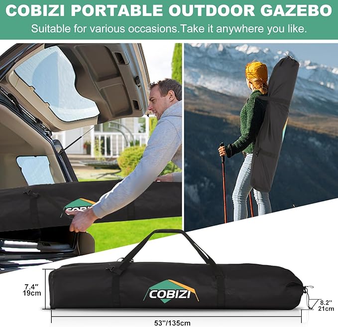 COBIZI 6x6 FT Pop up Gazebo Tent, Waterproof Instant Screen with Mosquito Netting, Portable Outdoor Small Screen Tents Sun Shelter, carpas para Patio for Outdoor Camping, Backyard and Garden, Khaki