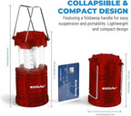 2 Pack LED Camping Lantern, LED Lanterns, Suitable Survival Kits for Hurricane, Emergency Light for Storm, Outages, Outdoor Portable Lanterns, Red, Collapsible | Batteries Included
