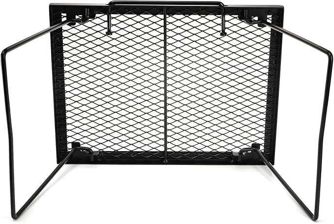 Elsjoy 17" Folding Campfire Grill Grate with Carrying Handle, Portable Camping Grill Over Fire Mesh Grate, Heavy Duty Steel Grate for Outdoor Cooking, Picnic, BBQ