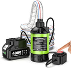 Cordless Water Pump with 1H Runtime Battery & Hose, 1100GPH Brushless Small Submersible Utility Pump for Rain Barrel Pool Hot Tub Drain, Garden Irrigation, Flooded Basement Boat Emergency