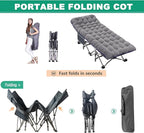 LILYPELLE 2 Pack Folding Camping Cot W/Mattress, 78" L x 32" W x 18" H Cot Bed, Heavy Duty Wide Camping Cot XXL for Adults, Portable Sleeping Cot Bed for Travel Camping/Office, Home Nap