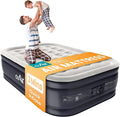 Full Air Mattress with Built-in Pump, 18" Raised Blow Up Mattress, 600 lbs Max Honeycomb Air Bed, 48Hr Leak-Proof Test, 3min Inflatable Mattress for Home, Guests, Camping, Colchones inflables