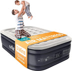 Full Air Mattress with Built-in Pump, 18" Raised Blow Up Mattress, 600 lbs Max Honeycomb Air Bed, 48Hr Leak-Proof Test, 3min Inflatable Mattress for Home, Guests, Camping, Colchones inflables