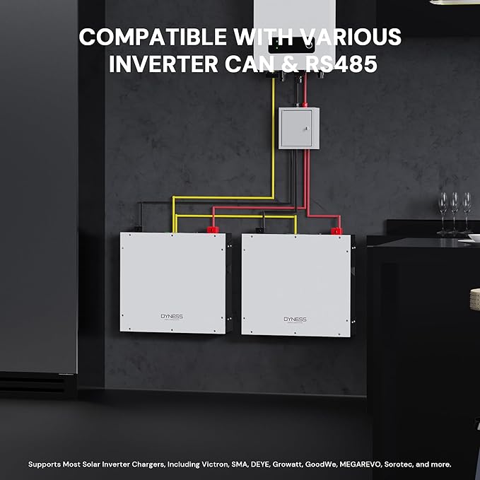 51.2V 100Ah LiFePO4 Battery with 5.12kWh Capacity, Support Wi-Fi App Monitoring, CAN/RS485 Communication, 6000+ Cycles, Max 5.12kW Power Perfect for Off-Grid, Solar, Backup Power