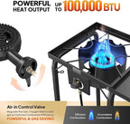 ROVSUN Single Burner Propane Gas Stove with Side Shelf & Carrying Bag, 100,000 BTU Portable Stove with Removable Legs & Regulator for Camping Home Backyard Cooking Brewing Canning Turkey Frying