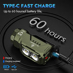 WUBEN E7 1800 Lumen Rechargeable Mini Flashlight with Magnet - Super Bright 6 Modes ArmyGreen EDC Flashlight, Typ-C Rechargeable LED; IP68 Pocket Flashlight for Headlamp Use, Rescue, Camping