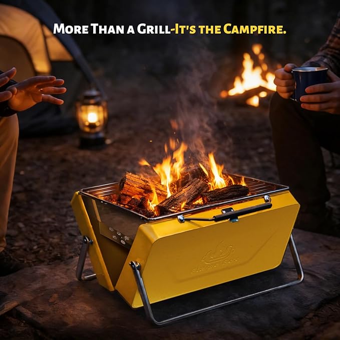 Ranger Portable Charcoal Grill – Compact Lunchbox‑Style Folding BBQ for Camping, Beach & Tailgating | Dual‑Zone Heating, Stainless Steel Body, Quick Setup, Includes Tong & Cleaning Brush