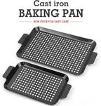 Grill Tray Set Of 2 Outdoor Grill Pans Tray Grill Pans with Hole Nonstick Barbecue Grilling Baskets for Outdoor Camping Vegetable Meat (2 grill pan)