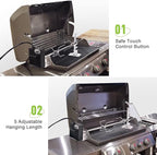 Dreyoo Universal Rotisserie Grill Kit, 360° Automatic Rotating Rotisserie Kit with 120V 4W Motor, 28'' Spit Rod, 2 x 4 Forks, Complete Holders and Fixing Screw for Backyard Camping Grills