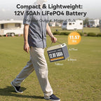 Power Queen 12V 50Ah LiFePO4 Battery Upgrade, Lithium Battery with 50A BMS Protection, Up to 15000 Cycles, Portable & Lightweight for RV Camping, Trolling Motor,Fish Finder, Solar