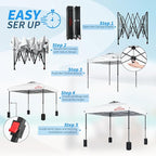 8x8 Pop Up Canopy, Easy Up Canopy Tent, Heavy Duty Tents for Parties, One Person Set Up Event Tent, White