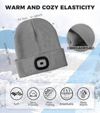 Bluetooth Beanie Hat, USB Rechargeable 4 LED Wireless Music Running Headlamp Cap, Gifts for Christmas, Stocking Stuffer & White Elephant Gifts for Men, Women, Him, Her, Teen Boys, Dad