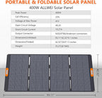 400W Foldable Portable Solar Panel for ALLWEI 1200W 2400W Power Station Solar Generator, IP67 Waterproof, with Adjustable Kickstand for RVs Camping Home and Blackouts