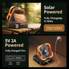 Solar Camping Fan with Light-10000mAh Rechargeable Portable, 6 Speeds, Digital Display, Timer, 120° Oscillation, Cordless Battery Powered Fan for Home Outdoor Tent Travel BBQ Fishing (Orange)