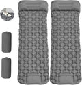 MEI&CO Lightweight Convertible Double Inflatable Camping Pad – 2-in-1 Single Pads Built-in Pillow – Quick Inflate Foot Pump, 660lb Capacity – Perfect for Couples & Family Adventures (2, Gray)