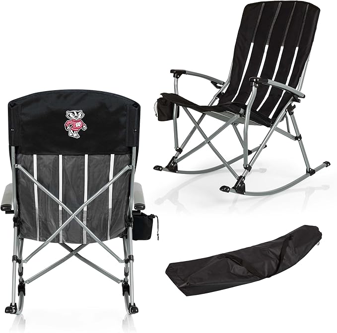 Picnic TIME NCAA Unisex-Adult NCAA Outdoor Rocking Camp Chair, XL Heavy Duty Camping Chair for Adults