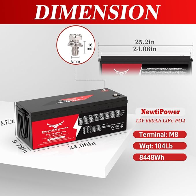 12V 660Ah(2Packs) LiFePO4 Battery Small Size, 16.8KWh Lithium Battery with 250A BMS, Up to 10000+ Rechargeable Cycles, Perfect for RV Camping, Trolling Motor, Solar Power Storage (12V*660Ah*2Packs)