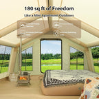 2025 Upgraded Waterproof Inflatable Camping Tent, Large Blow-Up Air Tent, No Assembly Needed Luxury Glamping House, Oxford Fabric