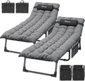 YITAHOME XL Camping Cots 4+2 Portable Cot w/Mattress Outdoor Folding Cot Heavy Duty 330lb Capacity 600D Oxford w/Carry Bag Removable Pillow Travel Bed for Camping, Home, Office, Traveling, Grey