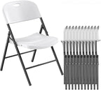 Nazhura 650 Weight Limit Heavy Duty Plastic Folding Chair with Reinfoced Steel Frame for Indoor and Outdoor, Wedding, Party, Restaurant, Meeting Room, Patio and Garden (White, 12 Pack)