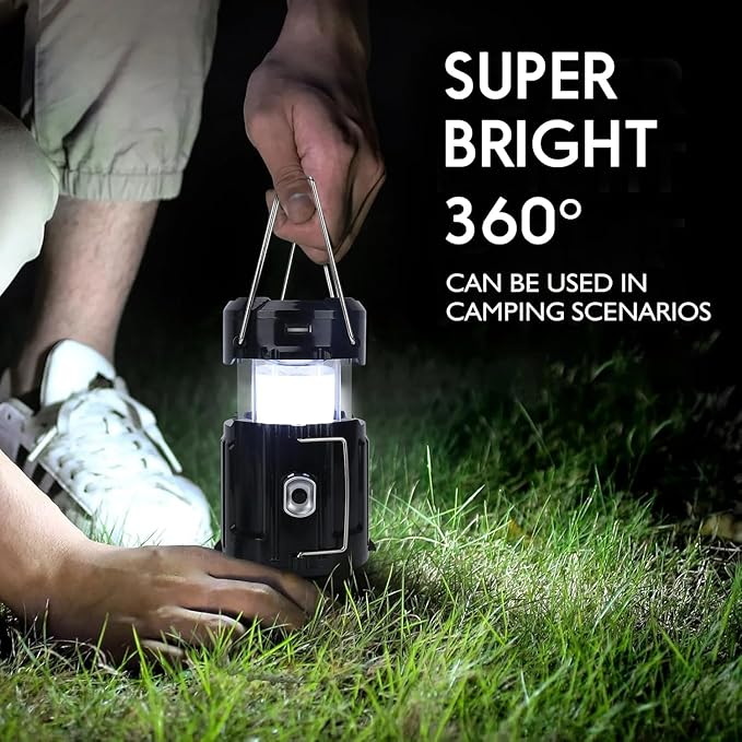 4 Pack 2026 Upgrade Solar Portable Lantern Rechargeable Fan - Collapsible Lightweight LED Camping Lantern for Power Outages Flashlight Survival Kits for Outdoor Tent