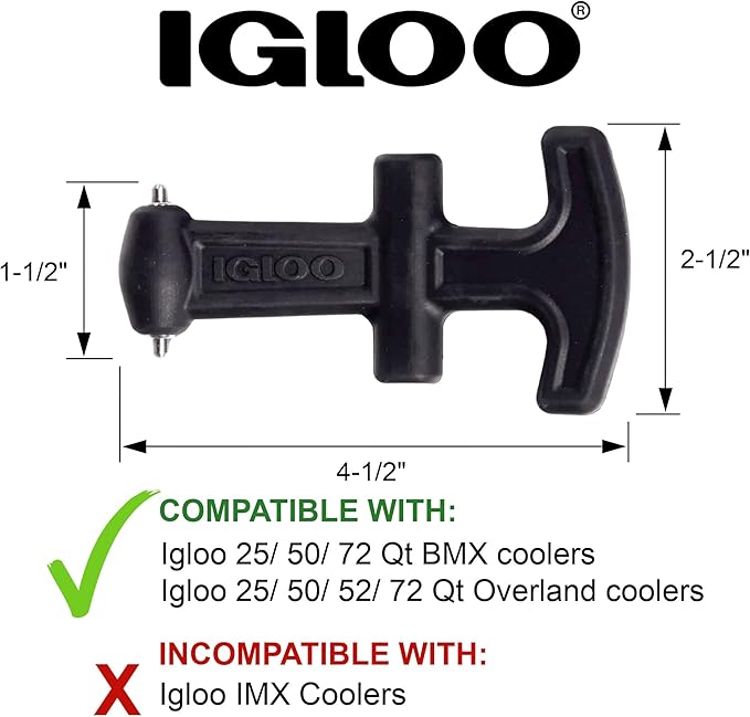 Igloo T-Handle Latch for BMX and Overland 25-72 Qt Coolers (Incompatible with IMX Cooler)