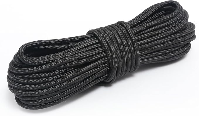 Nylon Rope, 1/4 inch 100FT Nylon Poly Rope Utility Cord Strong Polyester for Camping, Hiking, Clothesline, Tie, Flag Pole, Marine, Outdoor Swing (6mm Black)