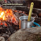 TiTo Titanium Long Handle Spork and Spoon Eco-Friendly Ultralight Portabale Flatware for Outdoor Camping Backpacking Hiking Travel Picnic Tableware with Bag(Bright Colorful Spork)