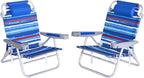 SUNNYFEEL Extra Wide Low Beach Chair 2 Pack 5 Position Lay Flat 500 LBS Heavy Duty, XL Oversized Folding Camping Chairs with Cup Holder for Outdoor/Sand, Portable Backpack Beach Chair for Adults