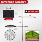 VINGLI Swivel Camping Firepit Grill, Foldable Campfire Steel Grate w/Griddle & Storage Bag, 360° Adjustable, Open Fire Outdoor Cooking Equipment, Parties, Activities, Families Use 30'' x 13'' x 48''