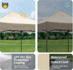 10x10 Durable Pop Up Canopy Tent with Sidewalls, Waterproof Attachable Tent Wall, Privacy Shade for Outdoor Events, Camping, Farmers Market (Khaki)