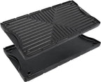 Ceramic Nonstick Reversible Griddle for Coleman Cascade & Triton, 17.4" x 8.5" Flat & Ribbed Camping Griddle | Built-In Storage Fit, No-Wobble Stable Design, Compatible with 2-Burner Camp Stoves