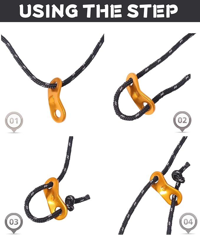 Hikeman 6 Pack 4mm Outdoor Guy Lines Tent Cords Lightweight Camping Rope with Aluminum Guylines Adjuster Tensioner Pouch for Tent Tarp, Canopy Shelter, Camping, Hiking, Backpacking
