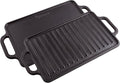 Victoria Rectangular Cast Iron Griddle. Double Burner Griddle, Reversible Grill, 13 x 8.5 Inch, Seasoned with 100% Kosher Certified Non-GMO Flaxseed Oil, Model: GDL-189