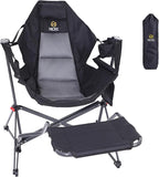 Nice C Hammock Camping Chair with Footreat, Swinging Camping Chair Rocker, High Back Chairs with Stand, Cup Holder, Side Pocket, Heavy Duty (1 Pack, Black)