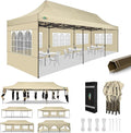 COBIZI 10x30 Pop Up Canopy Heavy Duty with 8 Removable Sidewalls, Commercial Portable Tents for Parties Ez Up Canopy All-Weather Windproof & Waterproof UPF 80+ Wedding Tent